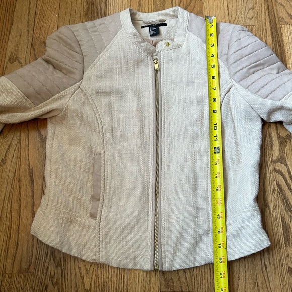 H&M Lightweight Cropped Biker Jacket in Cream - Picture 8 of 10